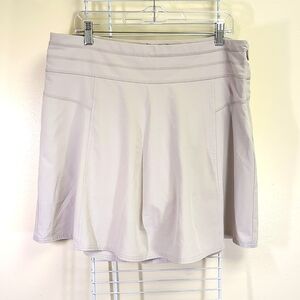 Athleta All Day Skort Size 14 Beige Back Mesh Zip Pocket Drawstring Side Zipper